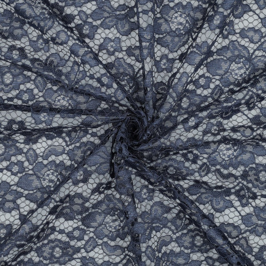 Attēls ar Mežģīņu audums - džinsu zils 130 g/m² – pieejams Šarlotes audumi