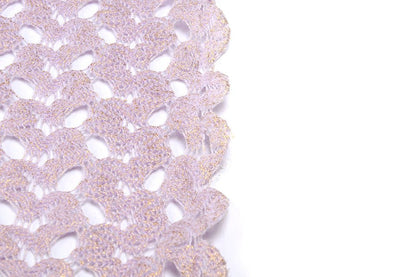 Lace fabric - lilac with gold accents 170 g/m²