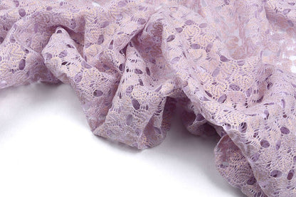 lace fabric - lilac with gold accents 170 g/m²
