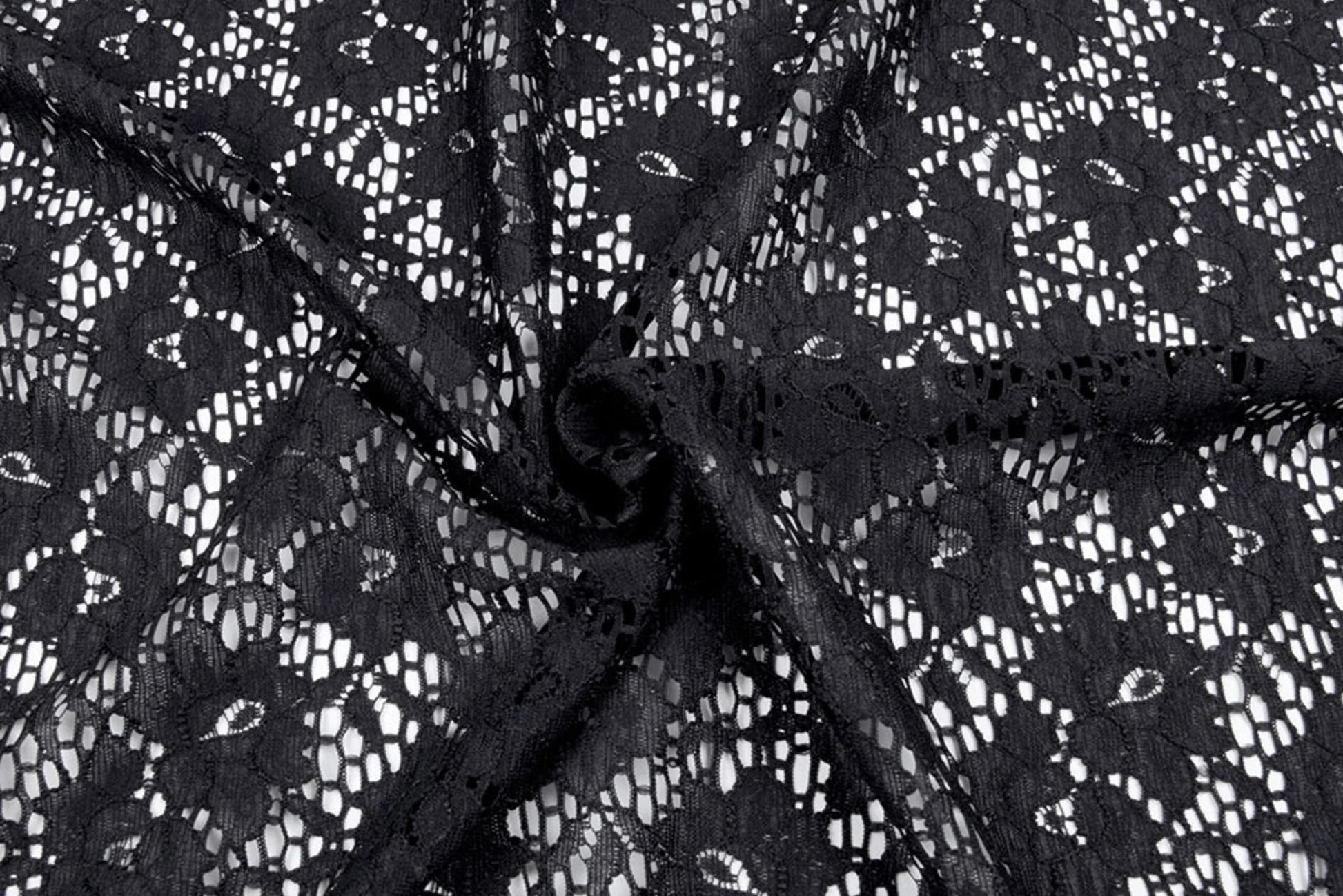 Attēls ar Mežģīņu audums - melns 115 g/m² – pieejams Šarlotes audumi