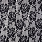Attēls ar Mežģīņu audums - melns ar balta satīna oderi 155 g/m² – pieejams Šarlotes audumi