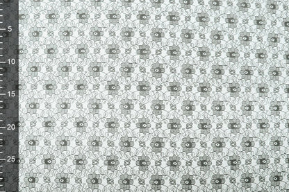 Mežģīņu audums smalks - melni ziedi 75 g/m²