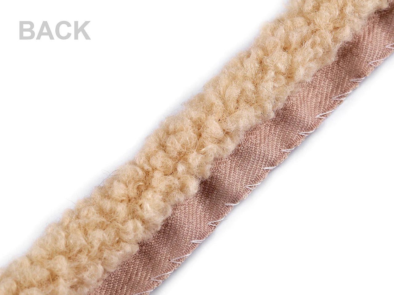 Image of soft, decorative imitation lambswool trim ribbon - 1 m – available online at Šarlotes audumi