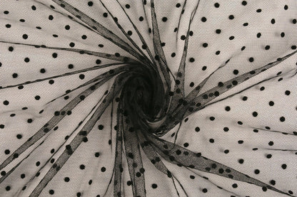 Tulle doux à pois - noir
