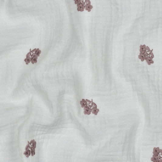 Attēls ar Muslīns - izšūtas puķes 130 g/m² – pieejams Šarlotes audumi