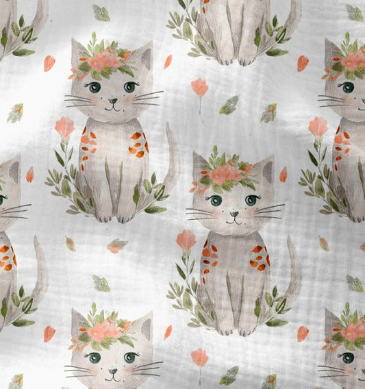 Attēls ar Muslīns - kaķīši 120 g/m² – pieejams Šarlotes audumi