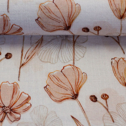 Mousseline - motif floral beige délicat 130 g/m²
