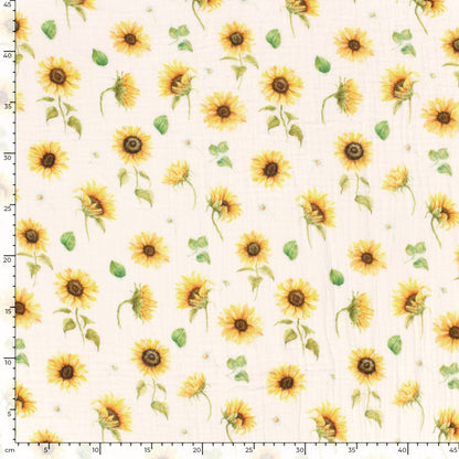 Image avec Muslin - tournesols 120 g/m² – disponible chez Charlotte's fabrics