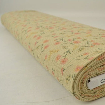 Mousseline - fines fleurs sur fond beige 140 g/m²
