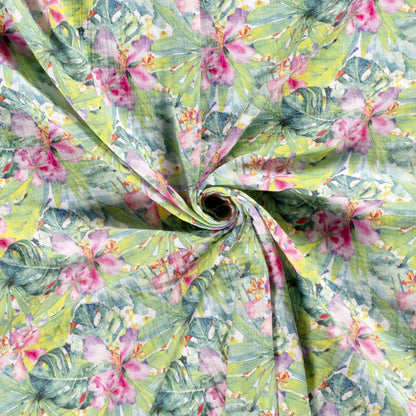 Muslin - tropical leaves 130 g/m²