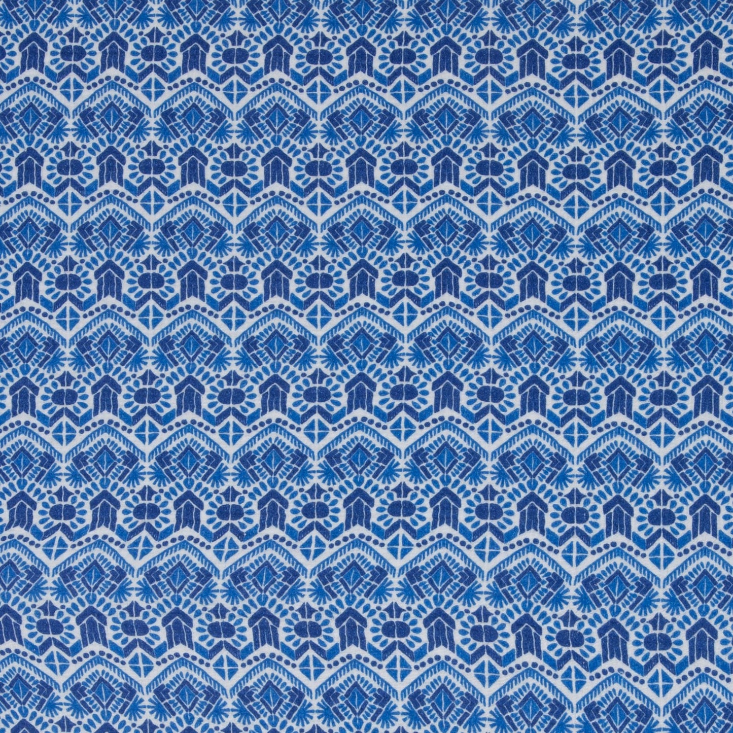 Attēls ar Muslīns - zils ģeometrisks raksts 130 g/m² – pieejams Šarlotes audumi