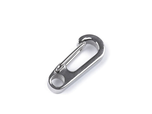 Attēls ar Nerūsējošā tērauda karabīne / snap āķis ar caurumu| 11 × 26 mm 3mm|10 gab. – pieejams Šarlotes audumi