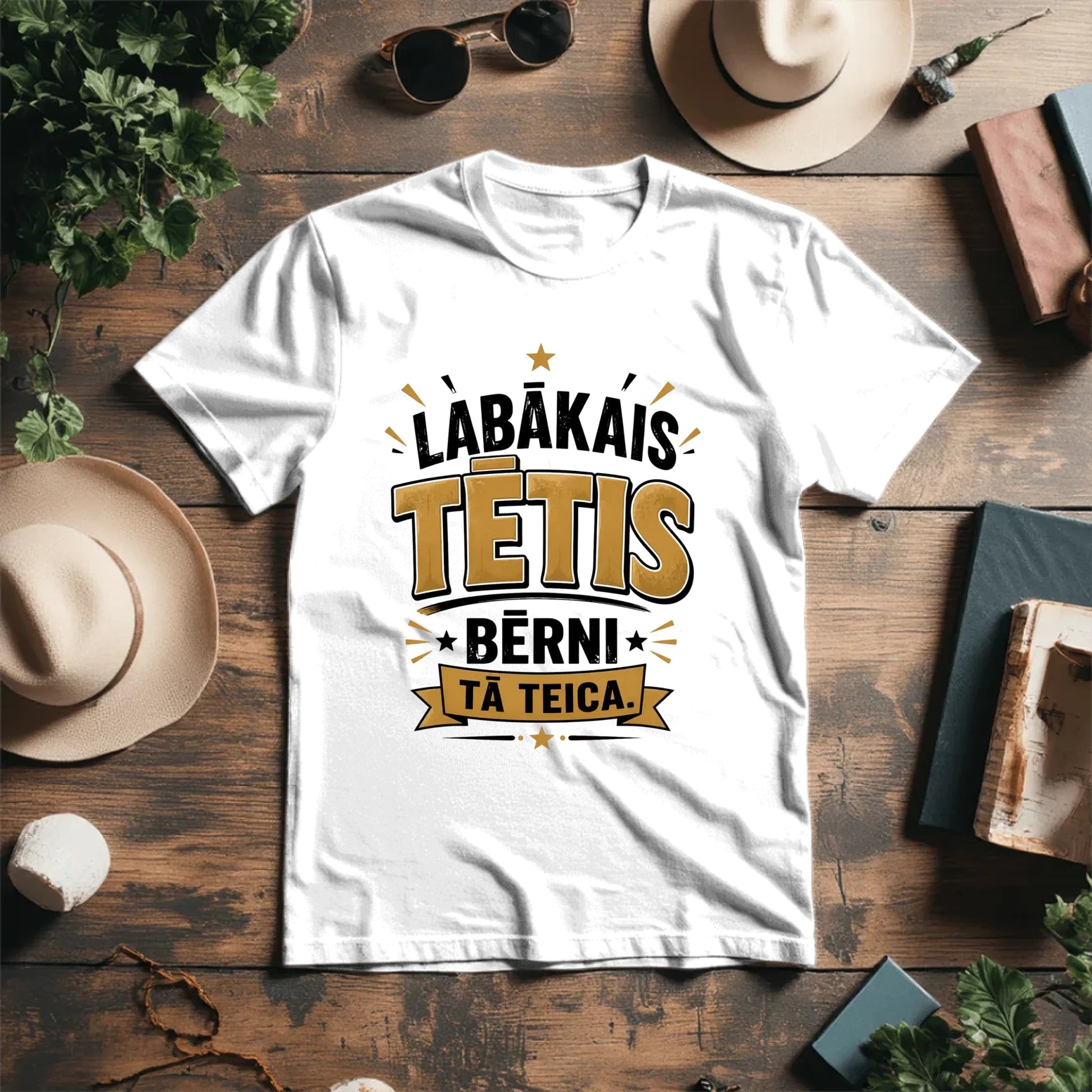 Image of an organic cotton T-shirt “Best dad – the kids said so!” – available online at Šarlotes audumi