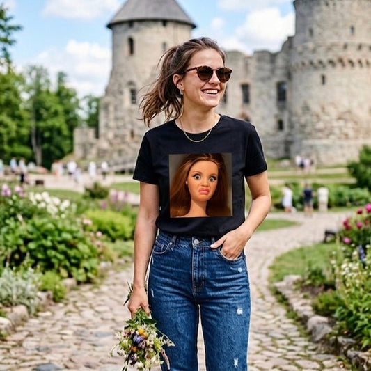 Attēls ar Organiskās kokvilnas T - krekls “Seriously?” – pieejams Šarlotes audumi