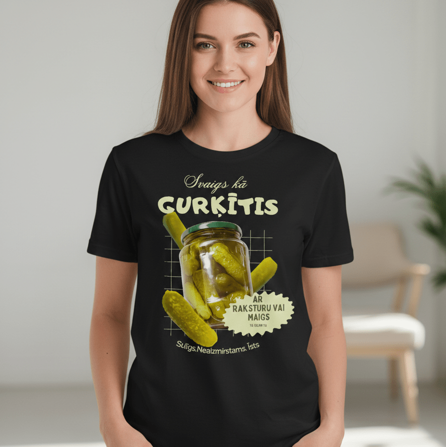 Attēls ar Organiskās kokvilnas T - krekls "Svaigs kā gurķītis" – pieejams Šarlotes audumi