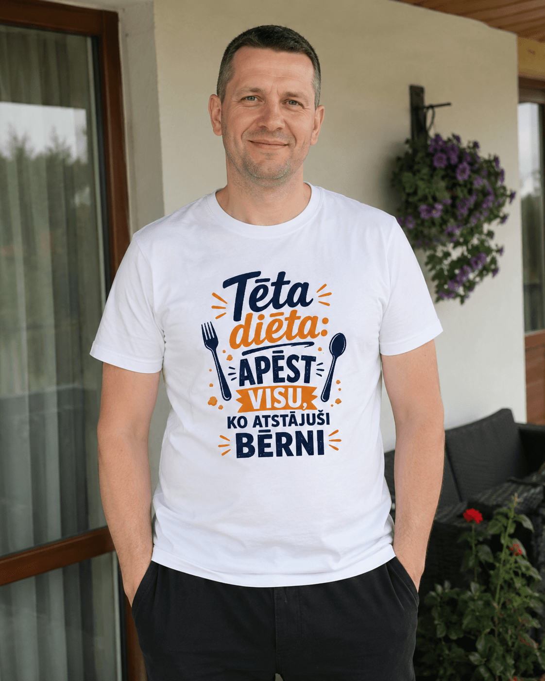 Organic cotton T-shirt "Dad's Diet" available online at Šarlotes audumi