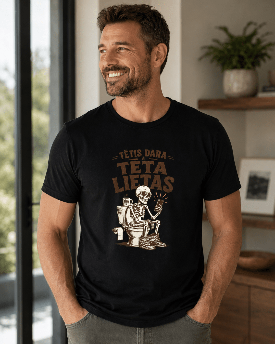 Image of organic cotton T-shirt "Dad does dad things" – available online at Charlotte's Fabrics
