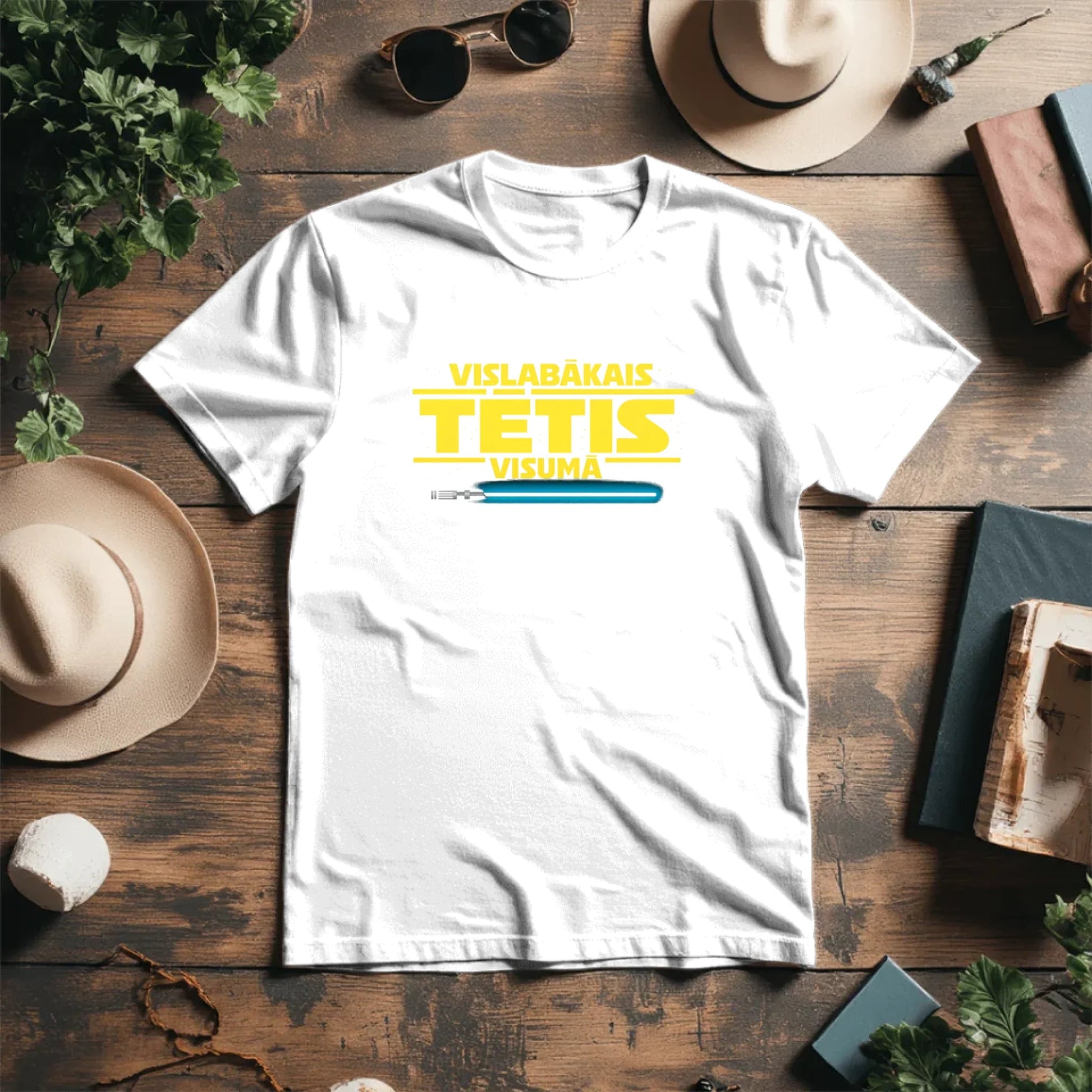 Image of organic cotton T-shirt "Best Dad in the Universe" – available online at Šarlotes audumi