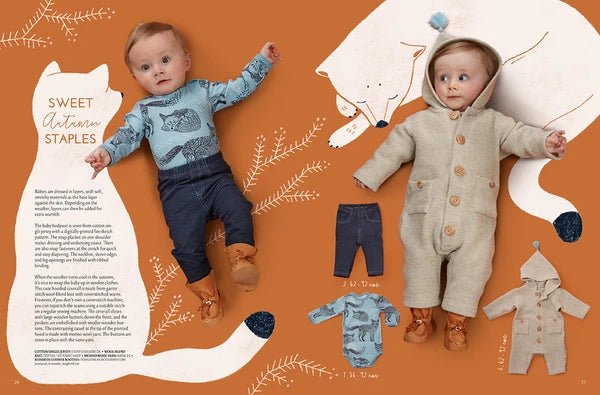 Attēls ar OTTOBRE design Kids 4/2018 – bērnu apģērbu piegrieztņu žurnāls angļu valodā – pieejams internetā Šarlotes audumi