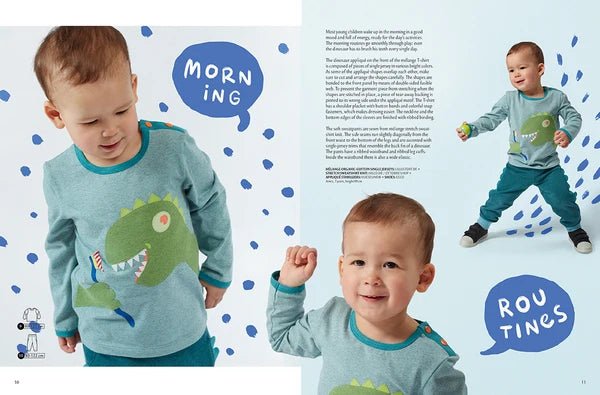 Attēls ar OTTOBRE design Kids 4/2018 – bērnu apģērbu piegrieztņu žurnāls angļu valodā – pieejams internetā Šarlotes audumi