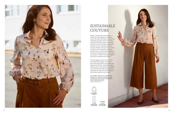 Attēls ar OTTOBRE design Woman 5/2023 – sieviešu apģērbu piegrieztņu žurnāls angļu valodā – pieejams internetā Šarlotes audumi