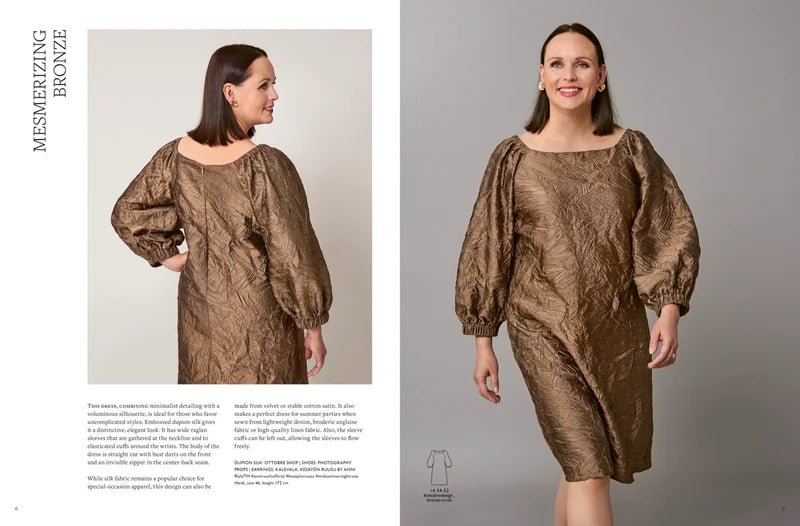 Attēls ar OTTOBRE design Woman 6/2023 – sieviešu apģērbu piegrieztņu žurnāls angļu valodā – pieejams internetā Šarlotes audumi