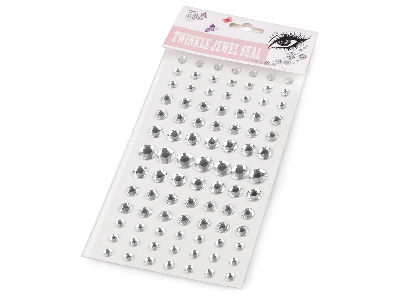 Image with self-adhesive crystal stones in various sizes 6–12 mm – available online at Šarlotes audumi