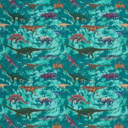 Image de tissu lycra pour maillots de bain avec protection UPF50 – dino 200 g/m² – disponible chez Šarlotes audumi