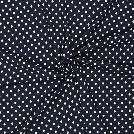 Image de tissu de lycra pour maillots de bain - pois sur bleu foncé 155 g/m² – disponible chez Šarlotes audumi