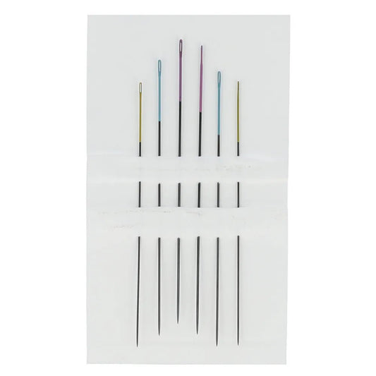 Attēls ar Pērļošanas adatas melnas ar krāsainu actiņu Nr. 10–12 (6 gab.) Pony – pieejams Šarlotes audumi