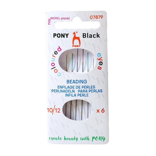 Attēls ar Pērļošanas adatas melnas ar krāsainu actiņu Nr. 10–12 (6 gab.) Pony – pieejams Šarlotes audumi