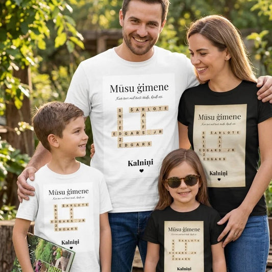 Attēls ar Personalizēts ģimenes T-krekls “Scrabble” stilā – pieejams internetā Šarlotes audumi