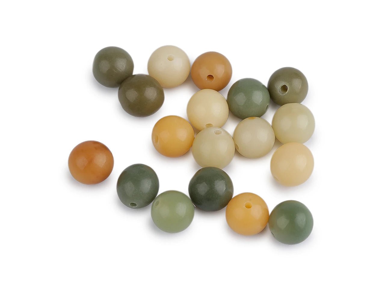 Image of plastic beads with natural agate imitation Ø11–13 mm, 20 g – mix – available at Šarlotes audumi