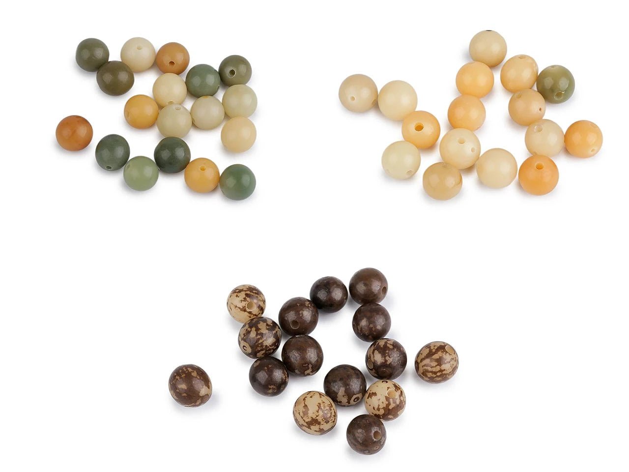 Image with plastic beads with natural agate imitation Ø11–13 mm, 20 g – mix – available at Šarlotes audumi