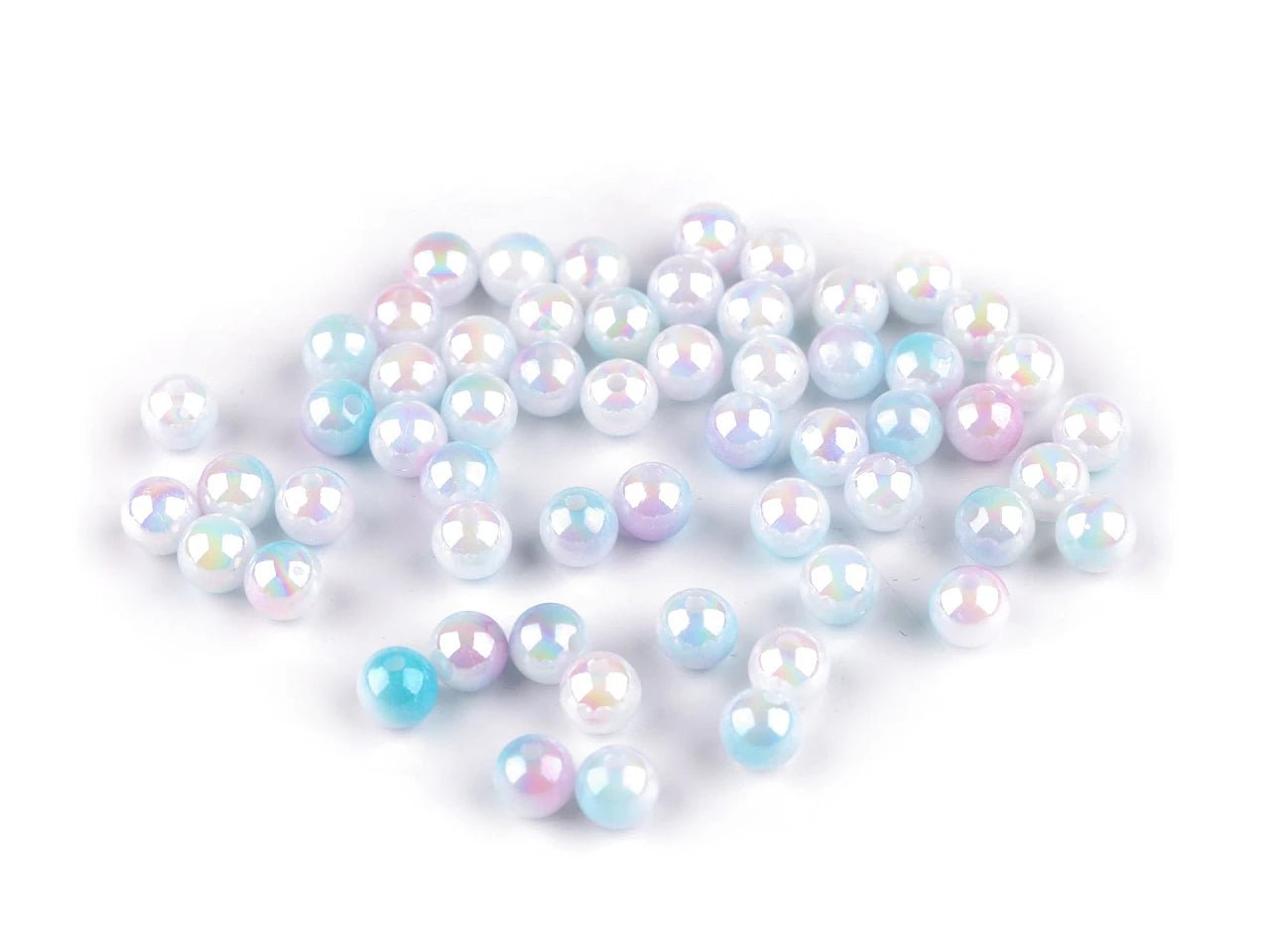 Image avec des perles en plastique effet nacré Ø8 mm 20 g | teintes variées – disponible chez Šarlotes audumi