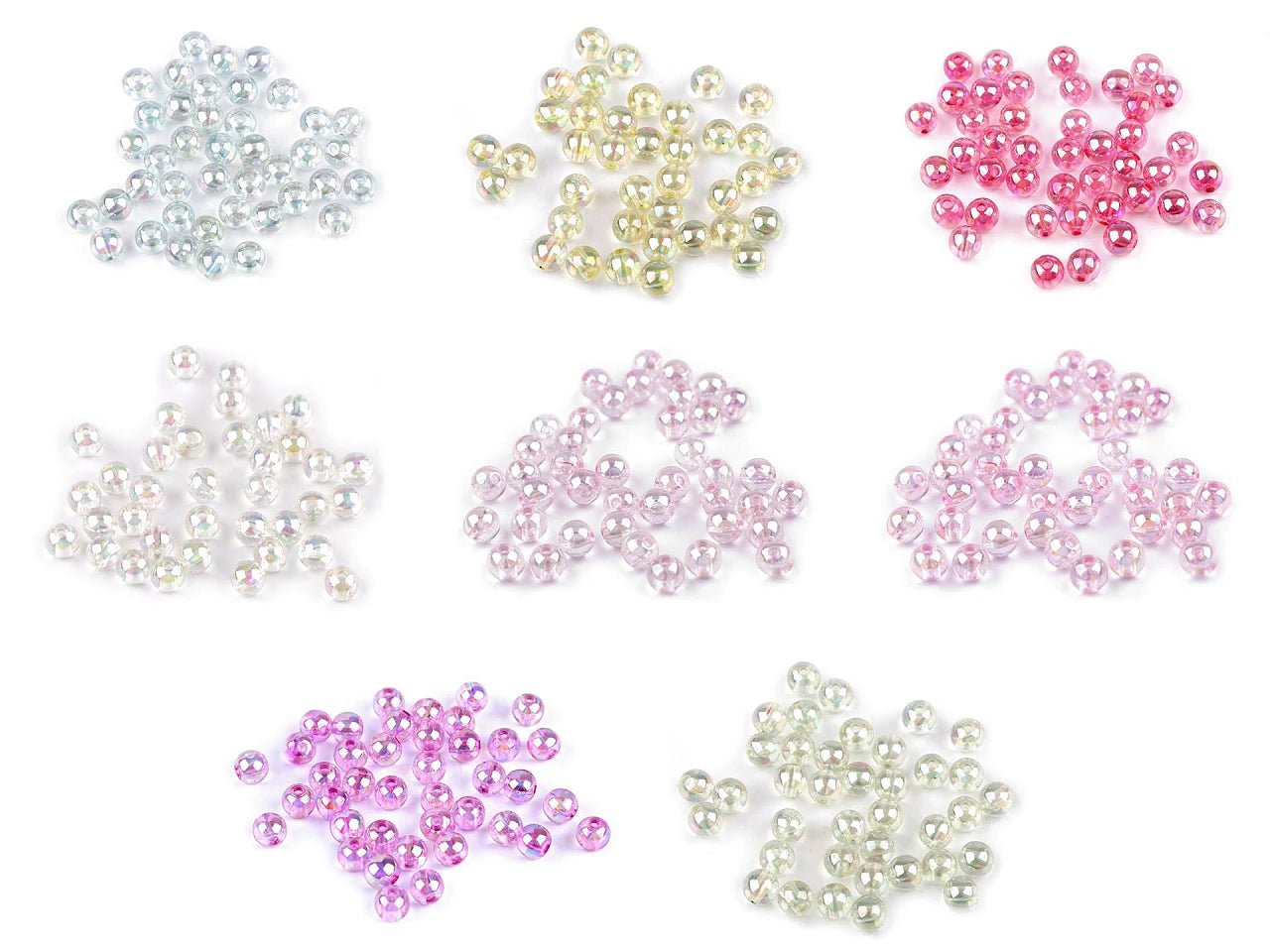 Attēls ar Plastmasas pērlītes Ø8 mm 10 g | dažādu toņu – pieejams Šarlotes audumi