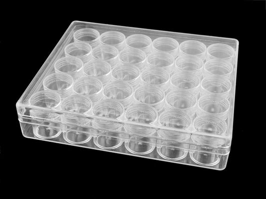 Plastmasas uzglabāšanas kārbiņa ar 30 skrūvējamiem konteineriem