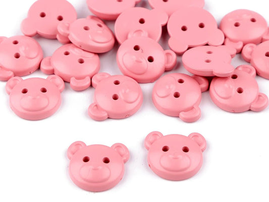 Attēls ar Pogas 22 mm - rozā lācītis – pieejams Šarlotes audumi