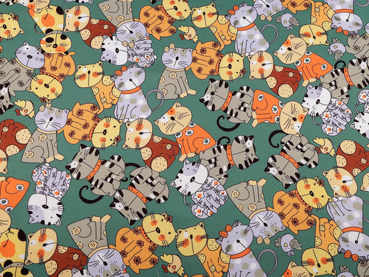 Attēls ar Poliestera audums - kaķi 80 g/m² – pieejams Šarlotes audumi