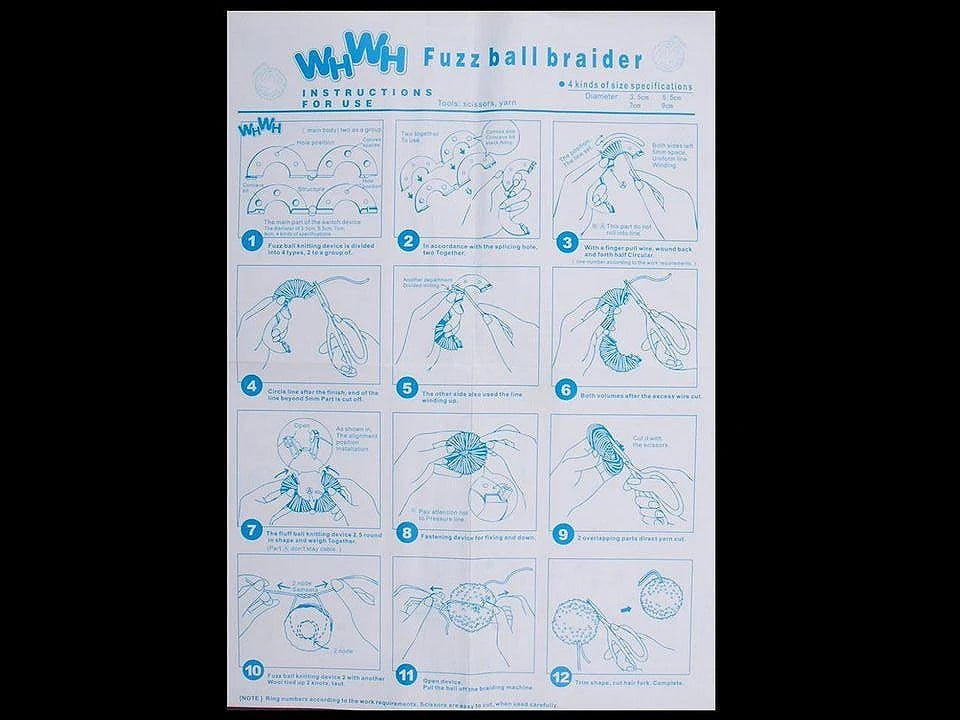 Image du kit Pompon, fabricant de pompons (4 tailles) – disponible chez Šarlotes audumi