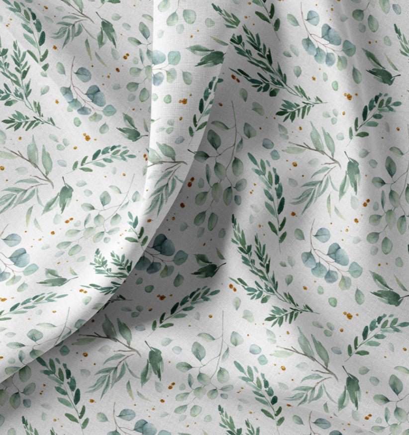 Attēls ar Premium 100% kokvilnas audums - eikalipta lapas 115 g/m² – pieejams Šarlotes audumi