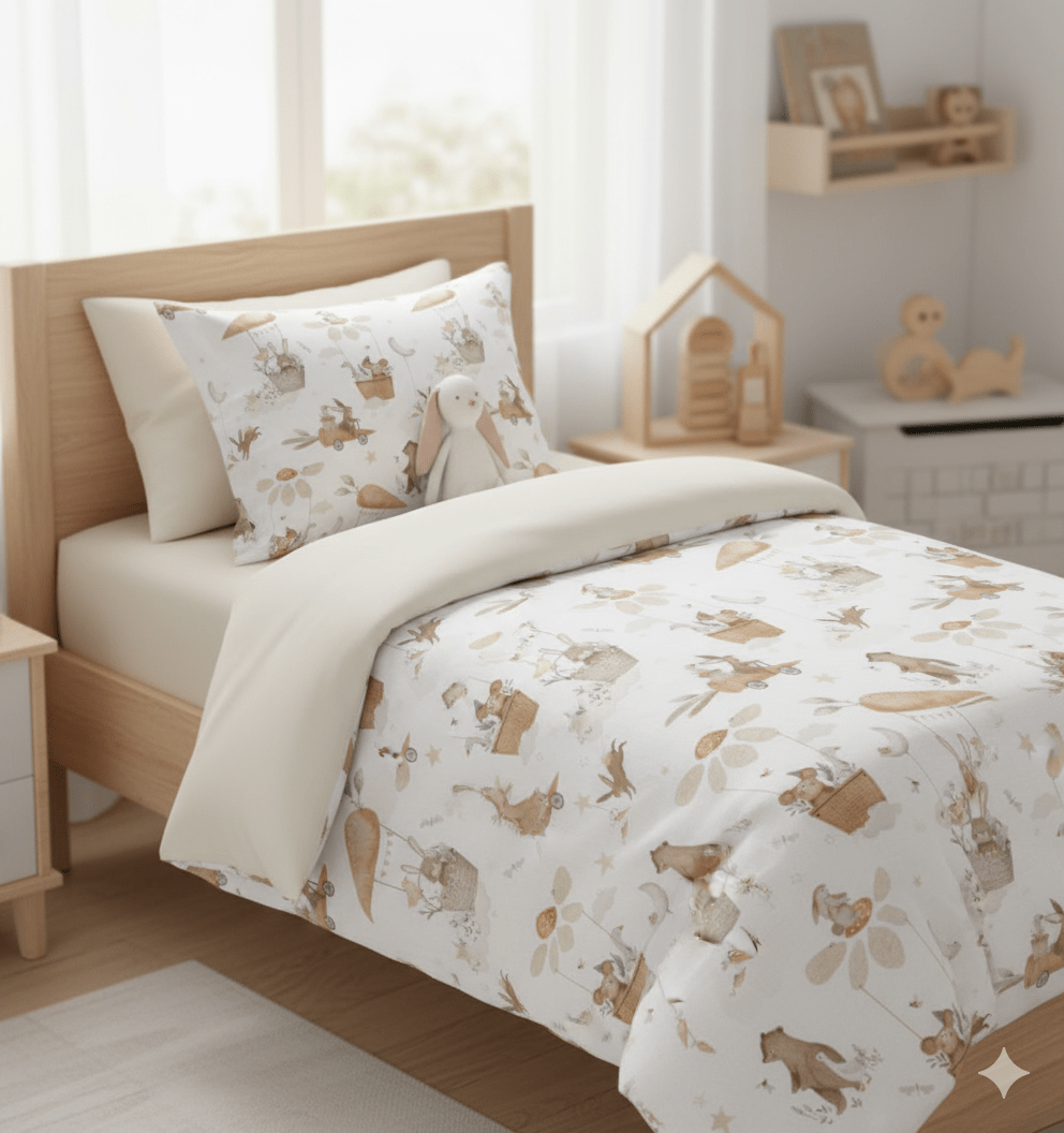 Attēls ar Premium 100% kokvilnas audums - garausīši ar burkāniem 115 g/m² – pieejams Šarlotes audumi