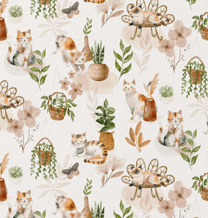 Poplin Cats with Houseplants – available online at Charlotte's Fabric