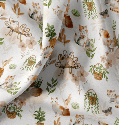 Poplin Cats with Houseplants – available online at Charlotte's Fabric
