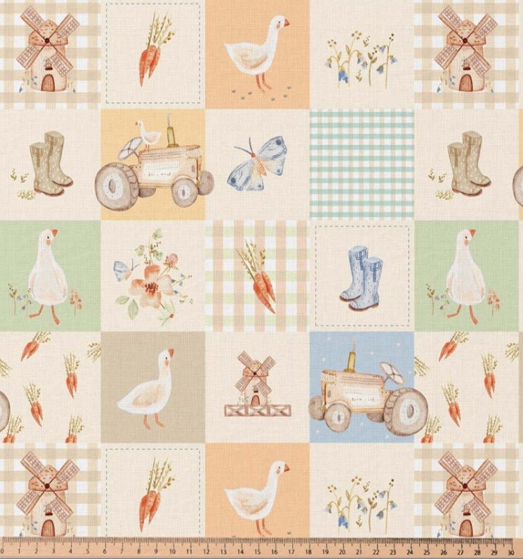 Attēls ar Premium 100% kokvilnas audums - lauku sētas motīvi 115 g/m² – pieejams Šarlotes audumi