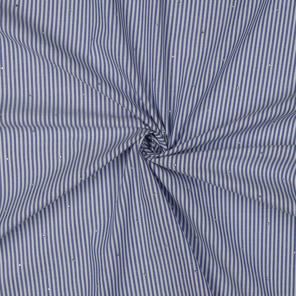 Attēls ar Premium 100% kokvilnas audums - līnijas ar kristāliem 115 g/m² – pieejams Šarlotes audumi