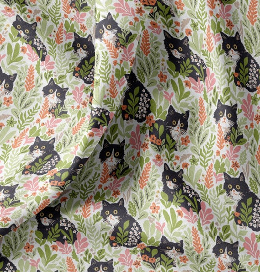 Attēls ar Premium 100% kokvilnas audums - meža kaķīši 115 g/m² – pieejams Šarlotes audumi
