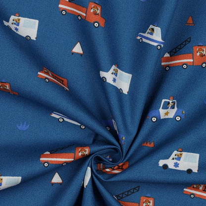 Premium 100% cotton fabric - police, fire and ambulance vehicles 110 g/m² (GOTS certified)