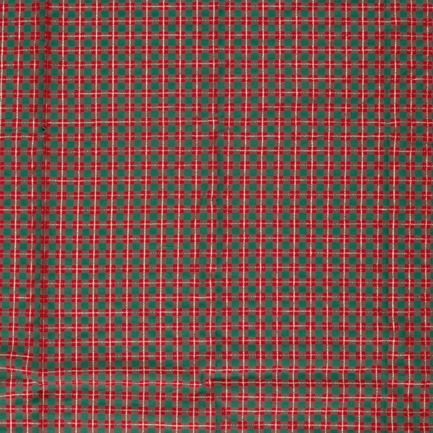 Premium 100% cotton fabric with Scottish check and gold accents 120 g/m² – available online at Šarlotes audumi