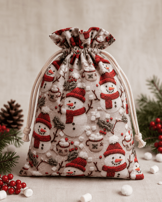 Image of Premium 100% cotton fabric with snowmen, 120 g/m² – available at Šarlotes audumi